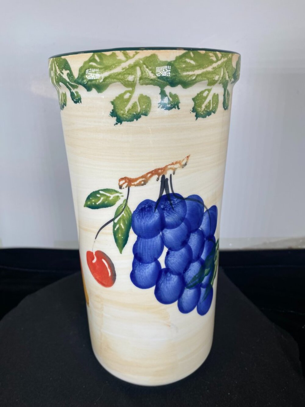 Dansk Vintage Hand Painted Fired Ceramic Wine Chiller: Mediterranean Design,